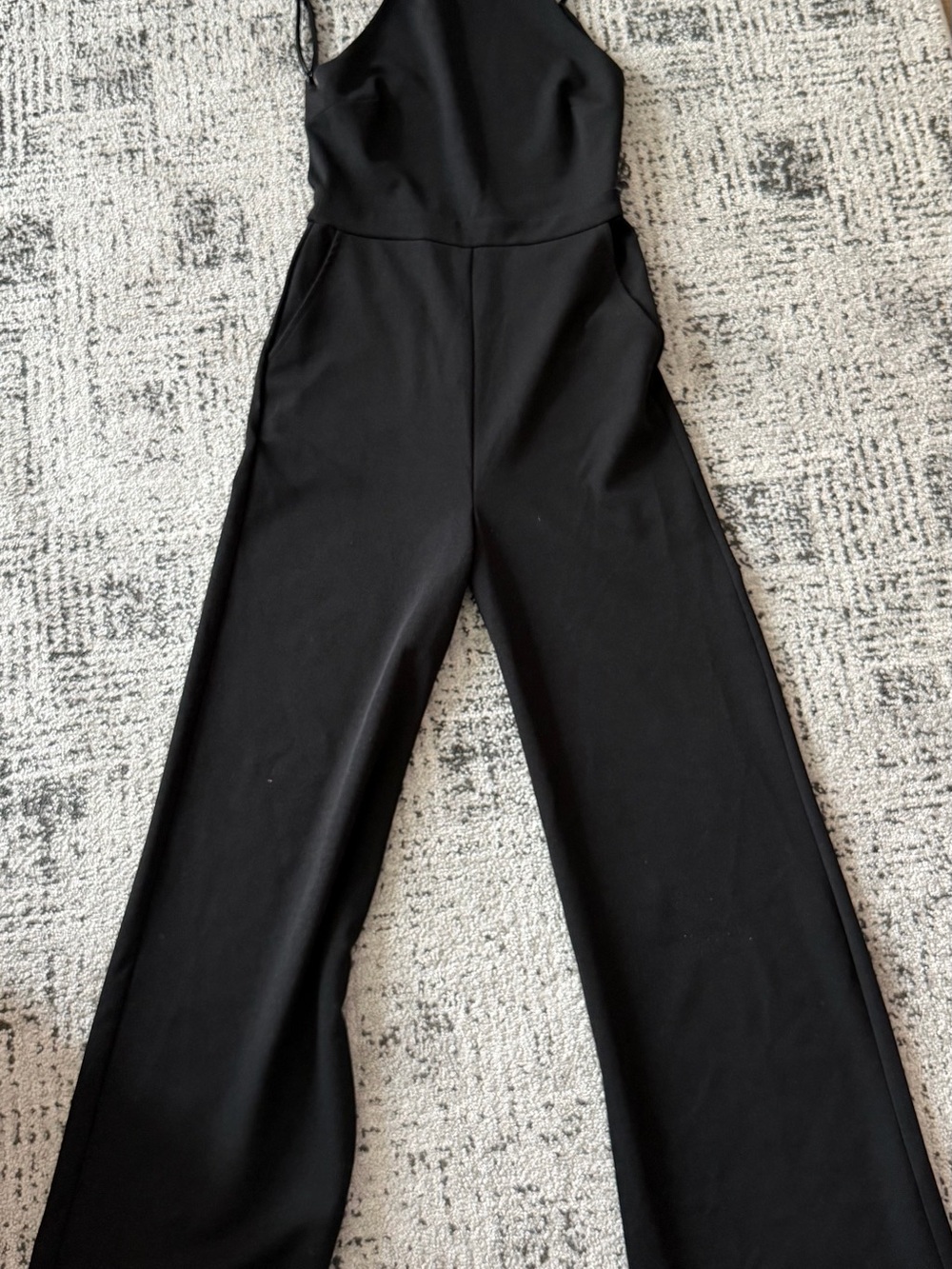 Lulu's Black Halter Wide-Leg Jumpsuit